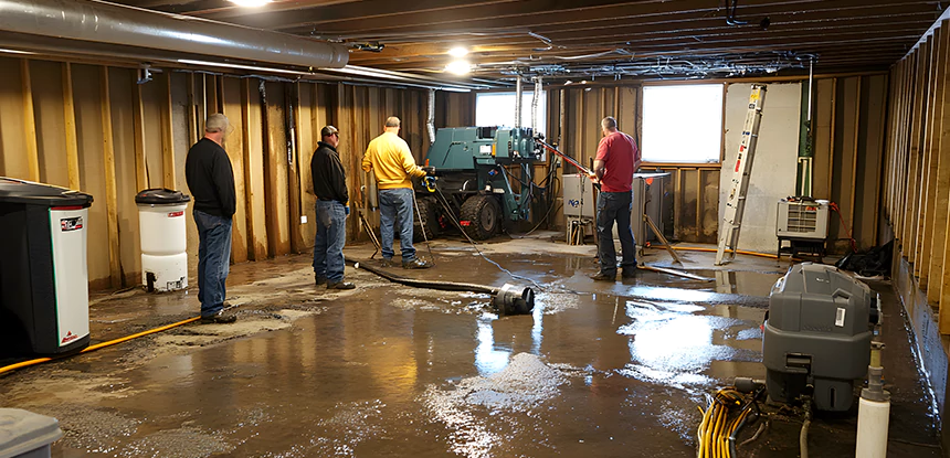 Cleaning Sewage From Basement Floor in Commerce City